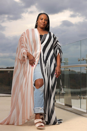 CURVY Celina Striped Duster