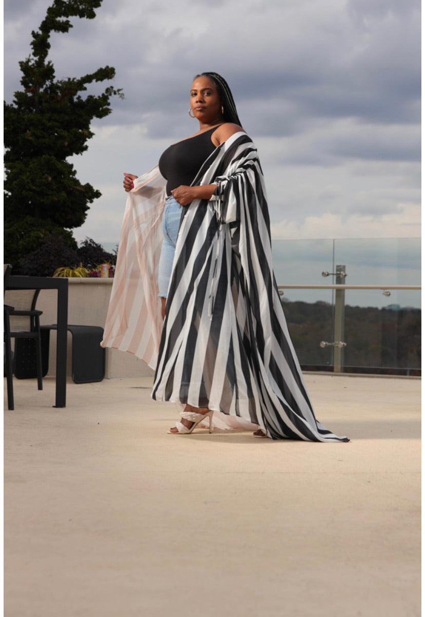 CURVY Celina Striped Duster