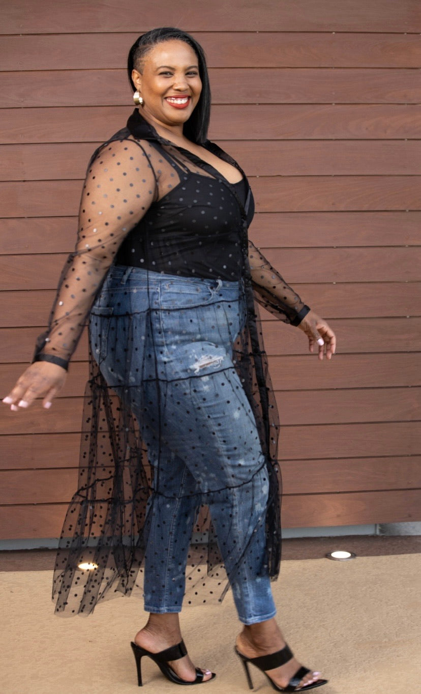 CURVY Natalia Sheer Dot Duster