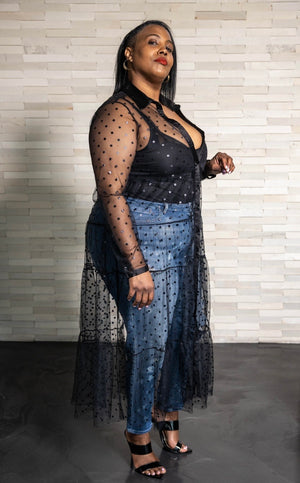 CURVY Natalia Sheer Dot Duster